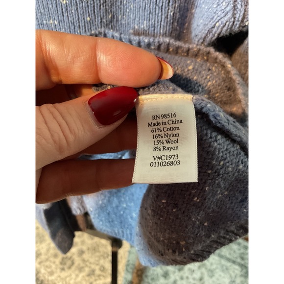 Coldwater Creek Blue Heathered Knit Sparkle Button Front Cardigan Sweater XL NWT - Picture 9 of 10